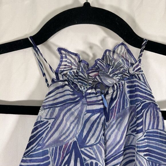 New L'Astiste Romper Women Medium White Blue Sleeveless Zip Back Lightweight - Picture 7 of 7